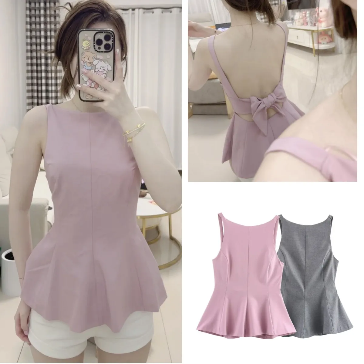 

ETJ 2025 весенняя новая женская мода с бантом, сексуальная юбка с лямкой на талии, стильный жилет без рукавов, топ