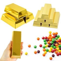 10pcs Gold Bars Gift Box Pirate Theme Golden Foil Treasure Brick Paper Boxes Chocolate Candy Packaging Box Kids Birthday Decor