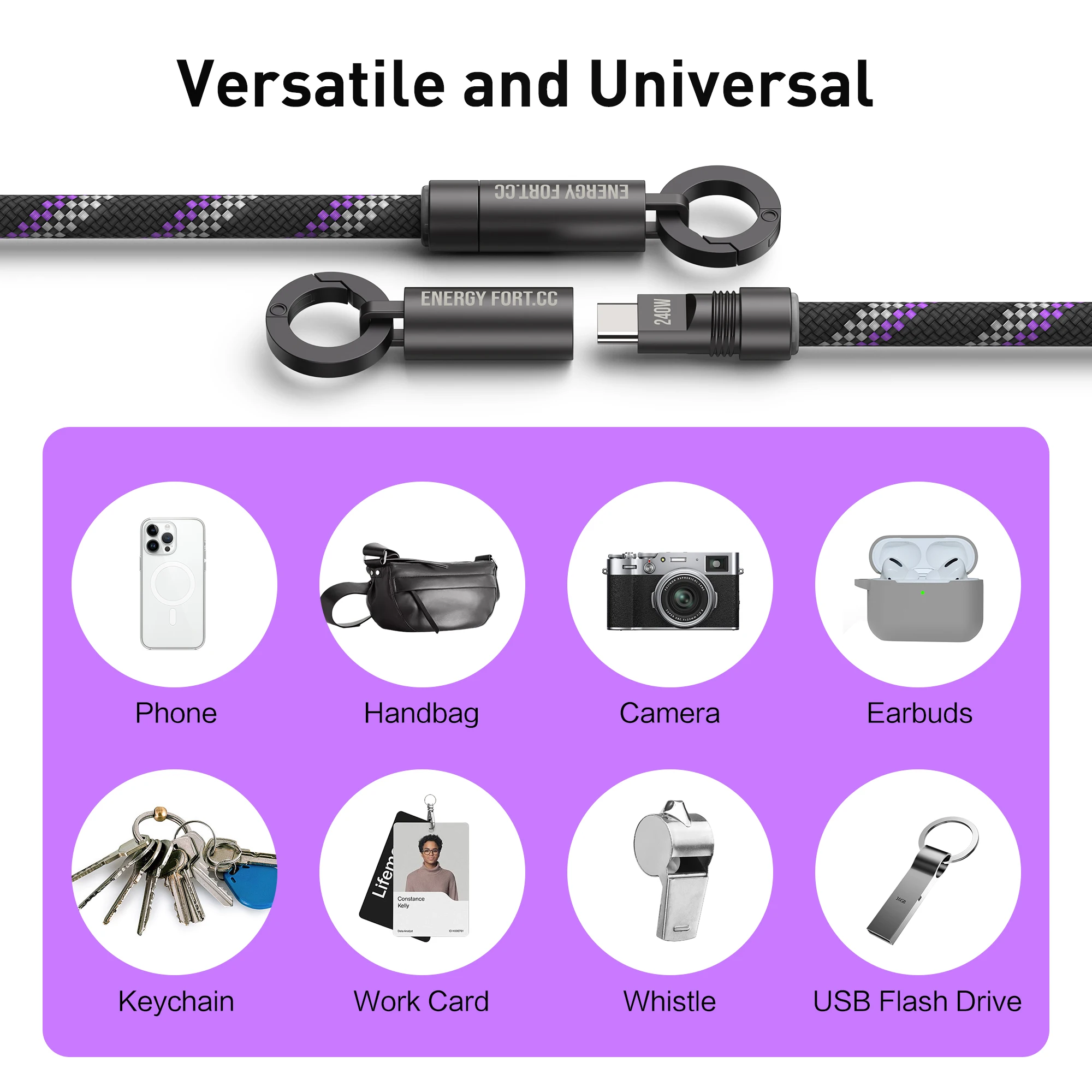 Hand Wrist Strap Lanyard USB-C Charger Cord Nylon Braid PD 240W Fast Charging Cable Anti Theft Phone Camera Strap Phone Charm