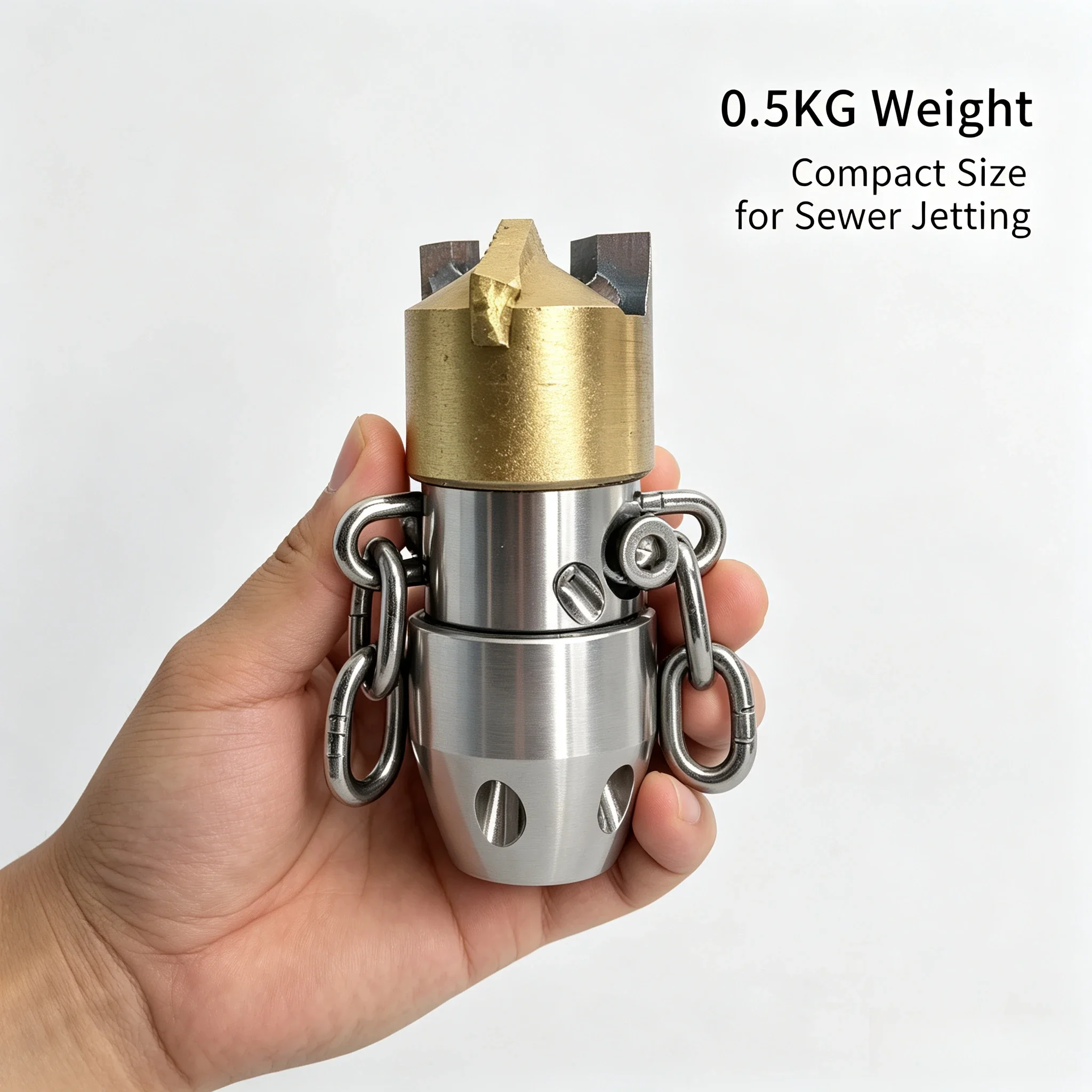 0.5KG Rotating Stainless Steel Pagoda Chain Nozzle Sewer Pipe Dredging Accessory For Grease And Pipeline Cleaning Machine