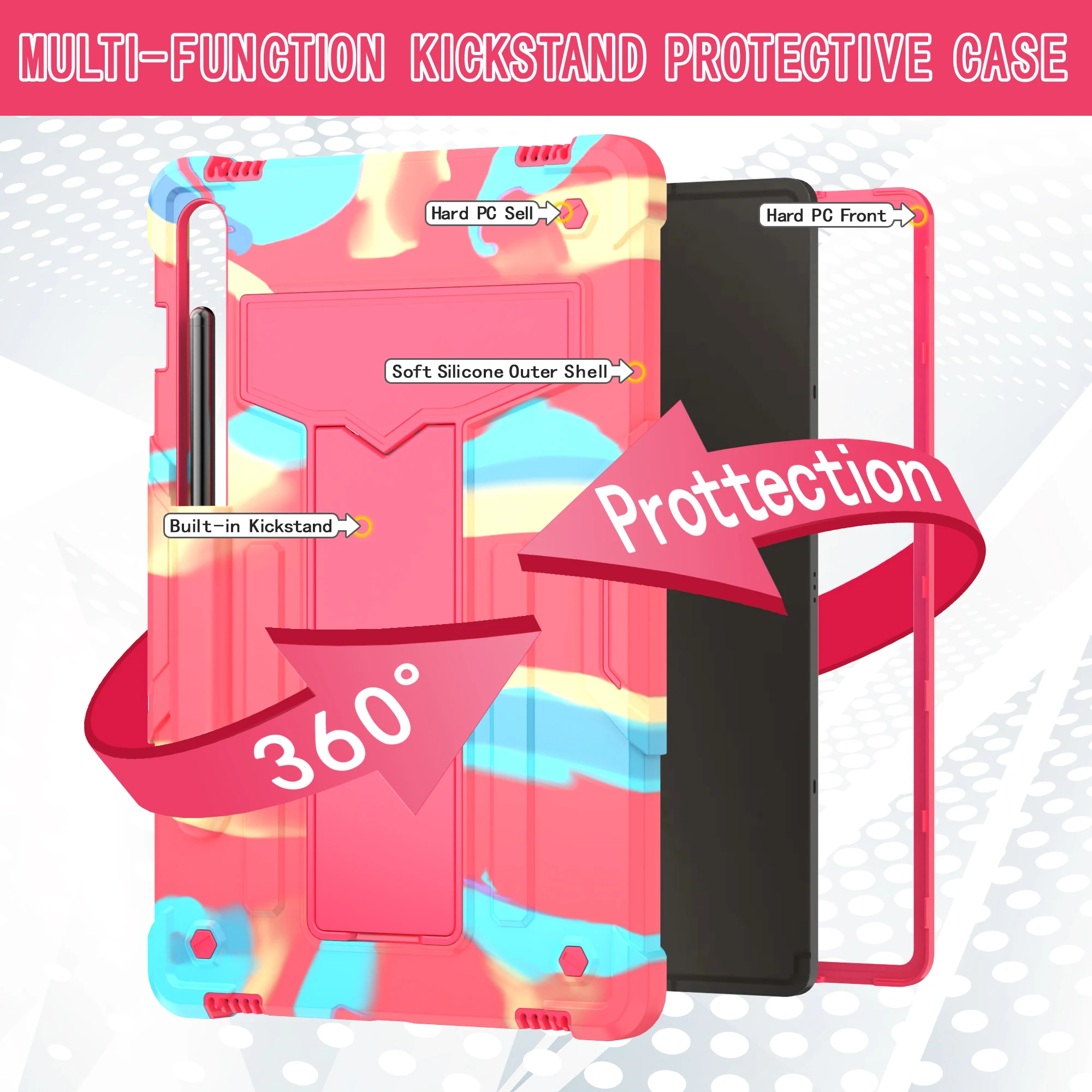 

Чехол для Galaxy Tab S10 Lite 10.9 дюймов (выпуск 2025 г.) / S9 11 дюймов (выпуск 2023 г.), ударопрочный, с подставкой и держателем для стилуса