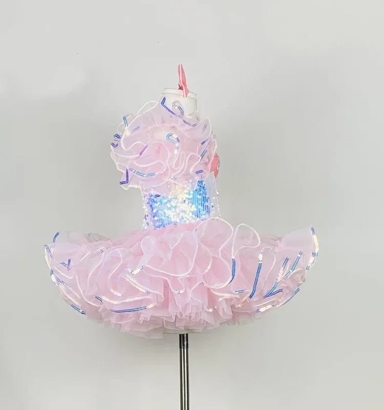 Jupe de princesse à paillettes moelleuses pour petite fille, vêtements de performance de danse moderne pour enfants, bonbons menstruels, nouveau