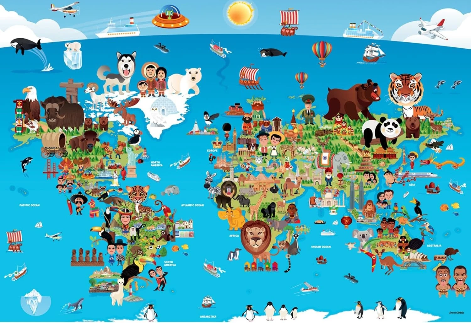 

120/300/500/1000 Pieces Adult World Map Jigsaw Puzzle Stress Relief Entertainment Toys Cartoon Puzzles Christmas Gift Family Toy