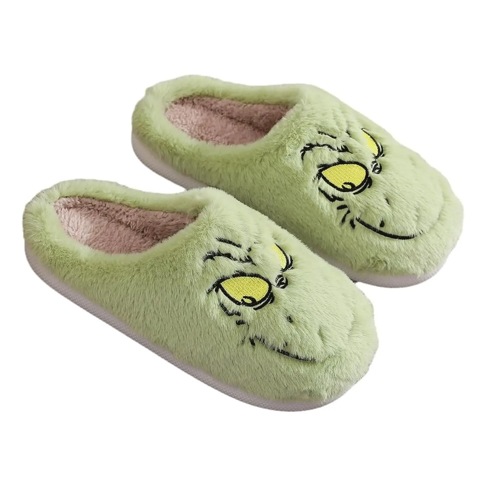 Hauioe Christmas Slippers Cartoon Plush Slippers Winter Soft Green Merry Christmas Gifts