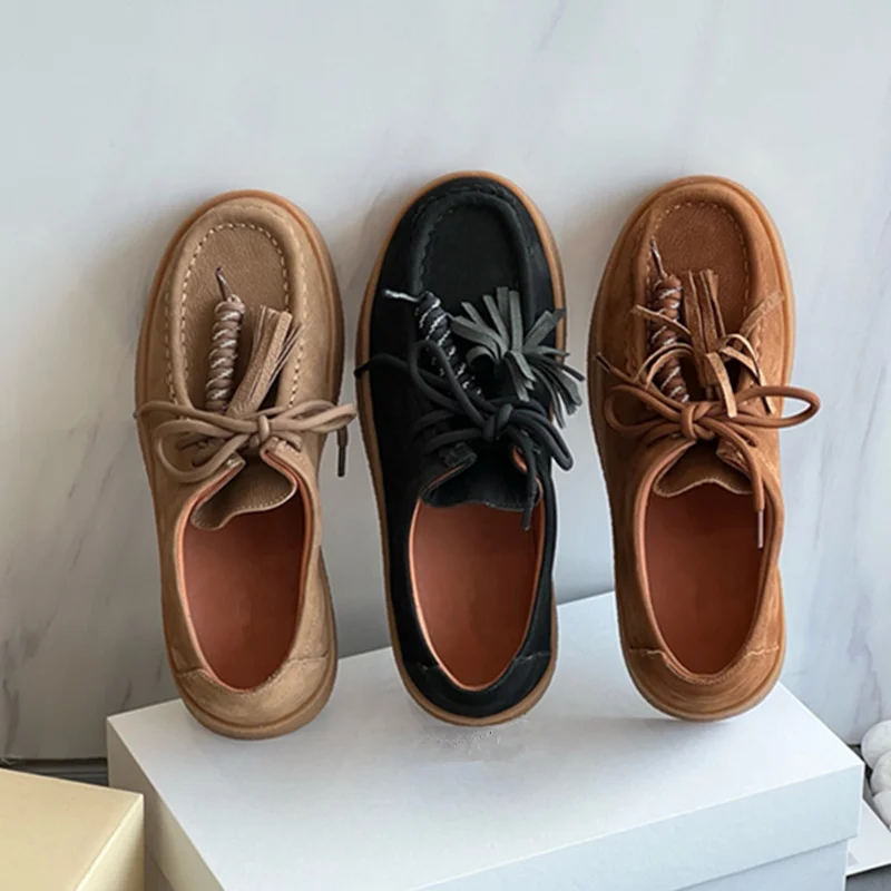 

Jenny&Dave Quality Woman Shoes,Shoes For Woman Minimalist Handmade Cowhide Leather Shoes British Tassel Elegant 2026 Fat Shoes