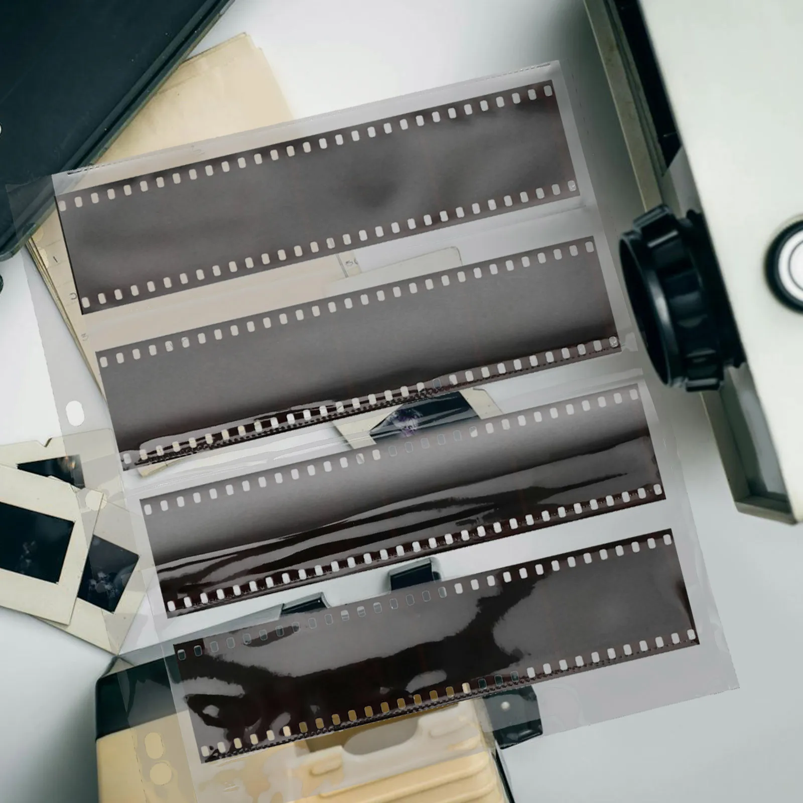 10 Buah Kantong Film Negatif, Halaman Penyimpanan Film Datar untuk Mengatur Slide dan Negatif, Set Pelindung Foto Arsip