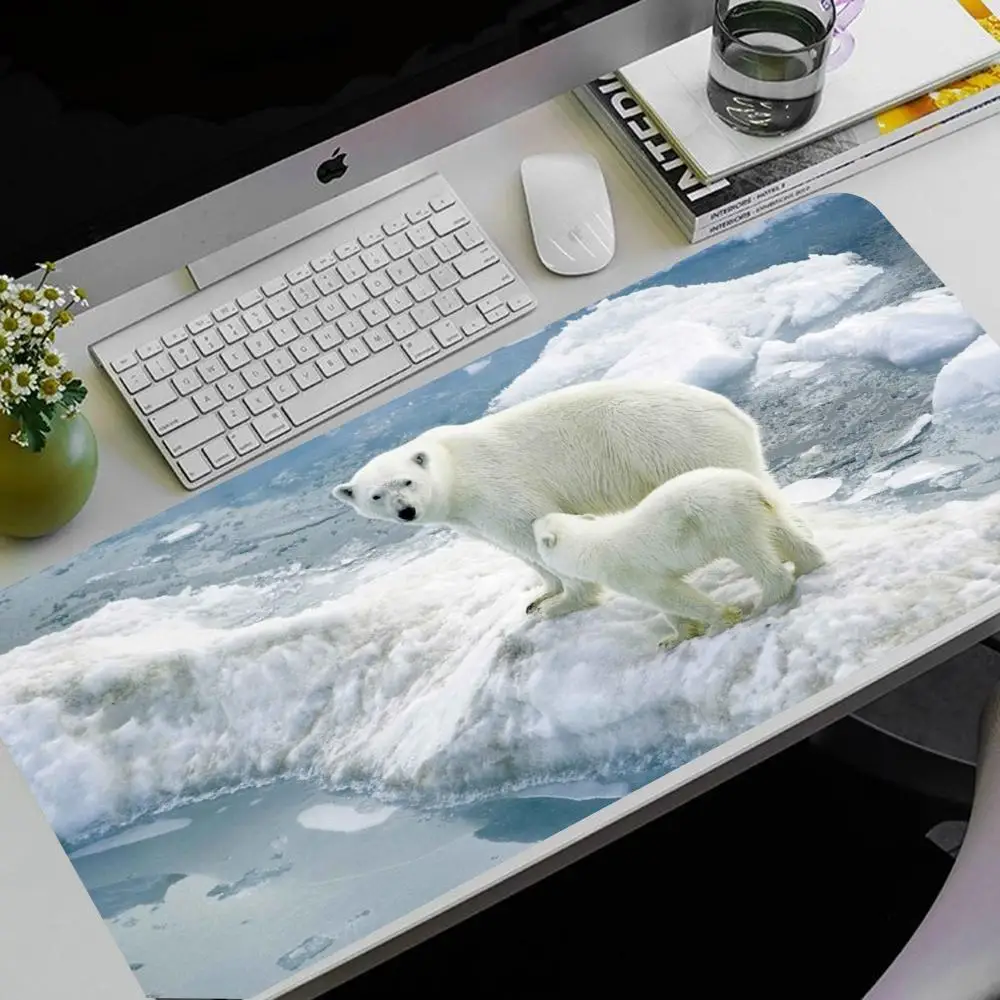 Urso polar mouse pad computador mouse pad gamer mousepad 1000x500mm xxl preto & branco grande mouse tapete mause tapete pc mesa gabinet