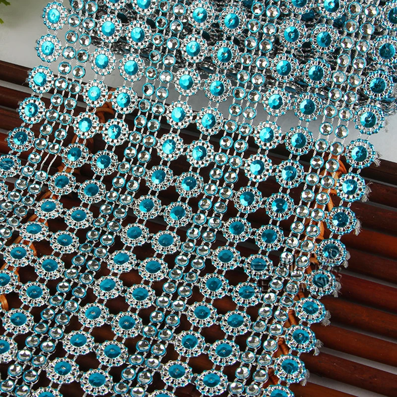 Blue Diamond Rhinestone Mesh Tape Roll Trimmable Ribbon Bling Bling Wrap Bulk For Wedding Cakes Wedding DIY Decorations