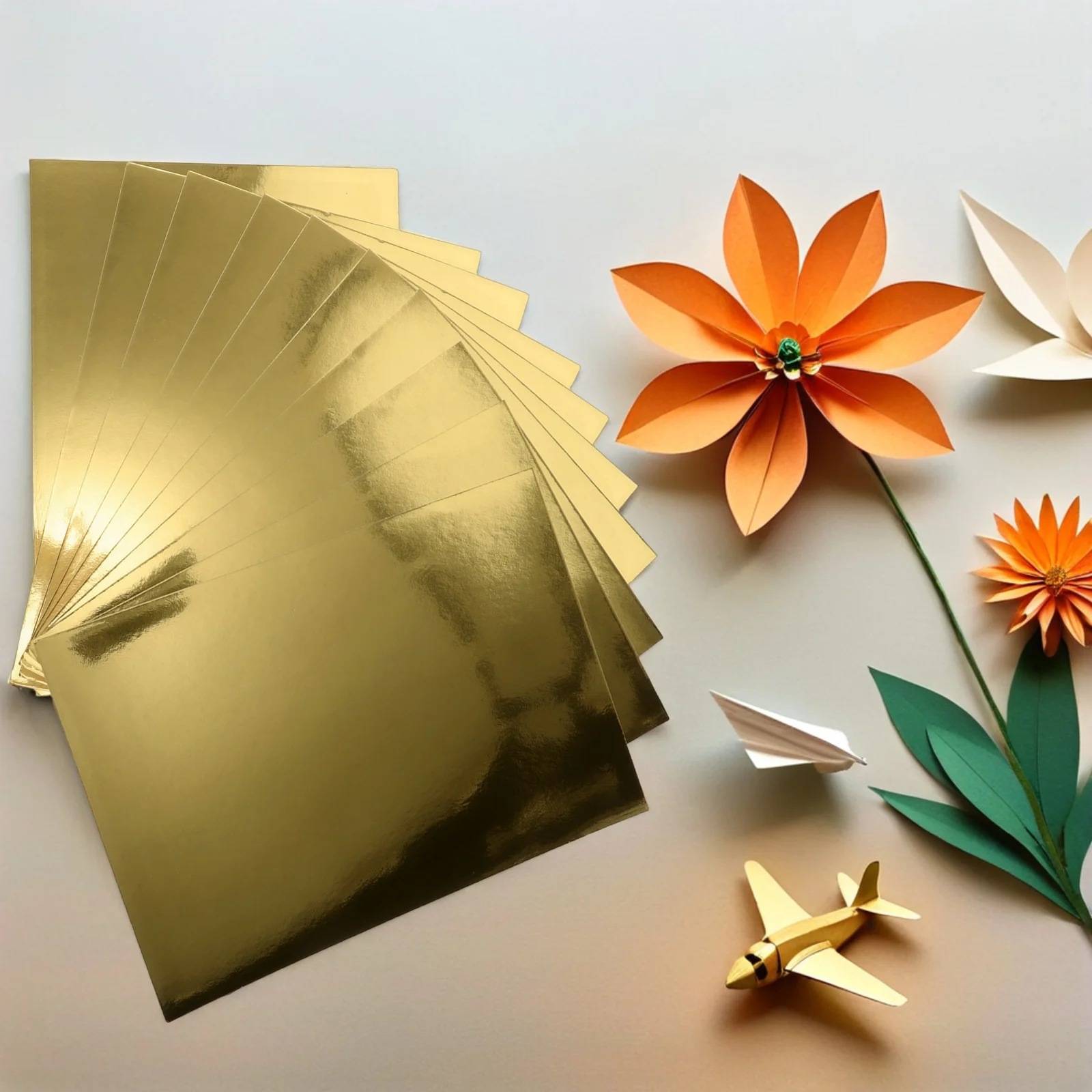 5 Packs Metallic Cardstock Paper A4 Size Handcraft Golden Crafting Papers Easy Fold & Diy Crafts For Kids Scrapbooking Origami