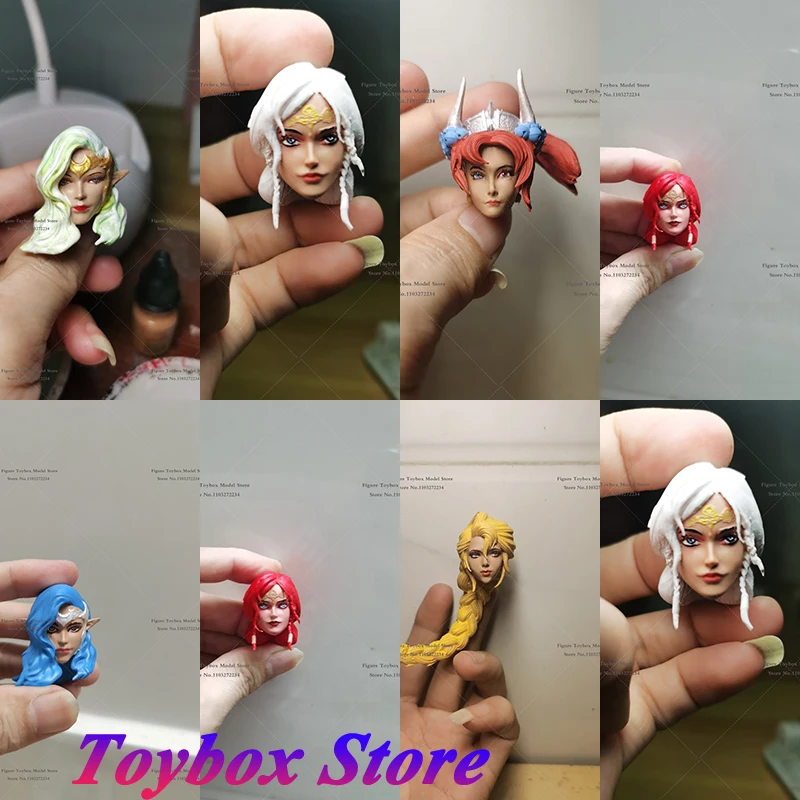 

1/12 Four Knights Soldier Simple Painted Head Sculpt Fairy Girl Flame Female Witch Carving Model Toys Accessory For 6" Mezco