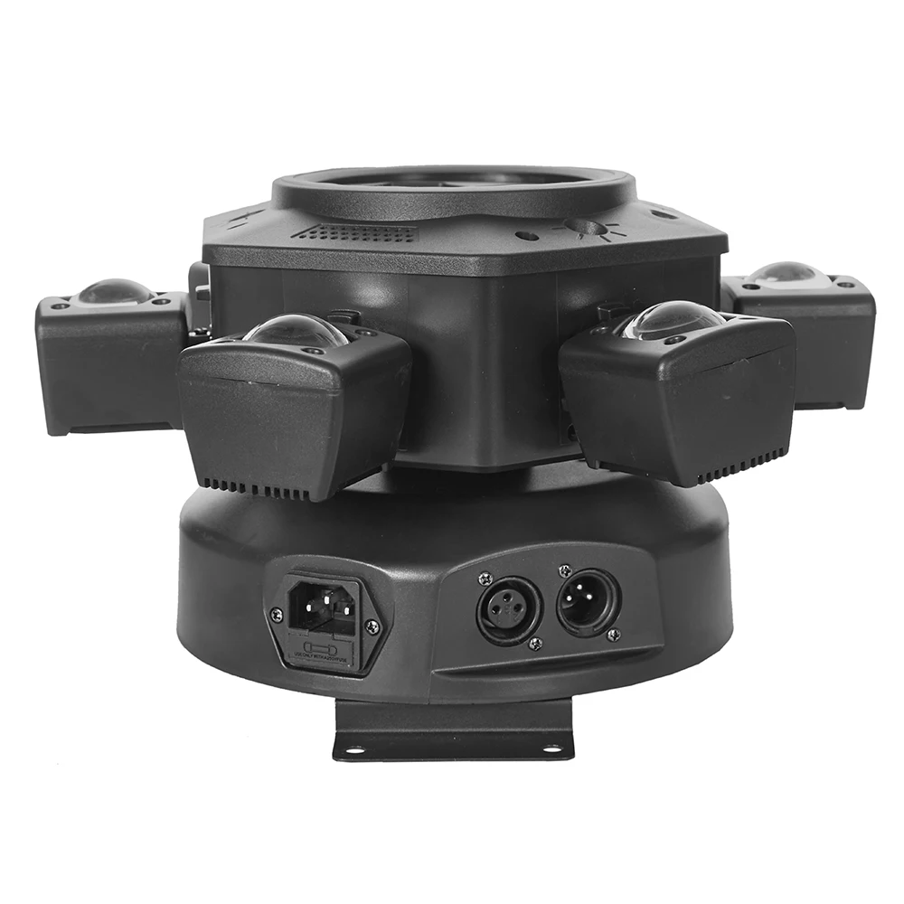 180w 6-Arm 디스코 빔 비 아이 회전 무대 조명 DMX512 RGBW 빔 + RG 레이저 + 흰색/따뜻한 흰색 플래시 + RGB 라이트 스트립