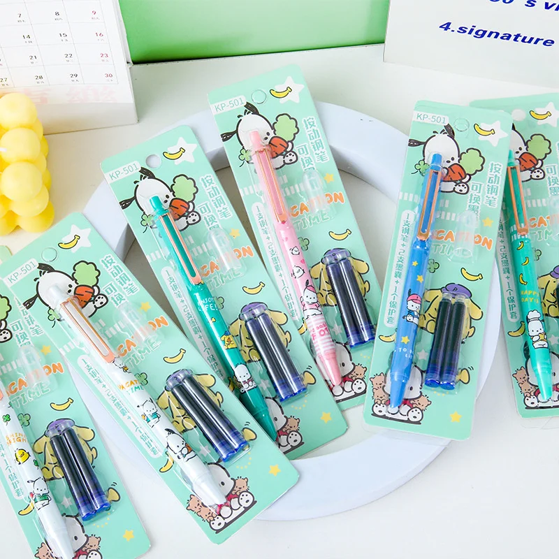 Pochacco Fountain Pen Set Cute Replaceable ink Signature Pens Stationery Gifts School Office Writing Supplies