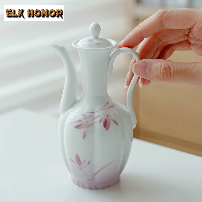 

180ml Hand-painted Gradient Purple Butterfly Orchid Teapot Zen Tea Infuser Pot Tea Soaking Kettle with FilterTea Set Decoration