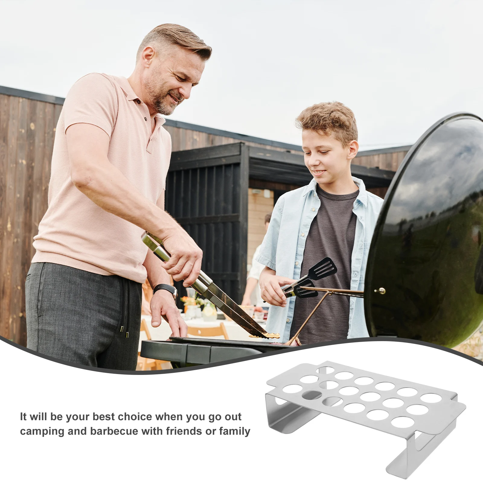 

Black 18-Holes Chicken Leg BBQ Rack Outdoor Grilling Stainless Steel Drumsticks Roasting Tool jalapeno corer Silver Lightweight