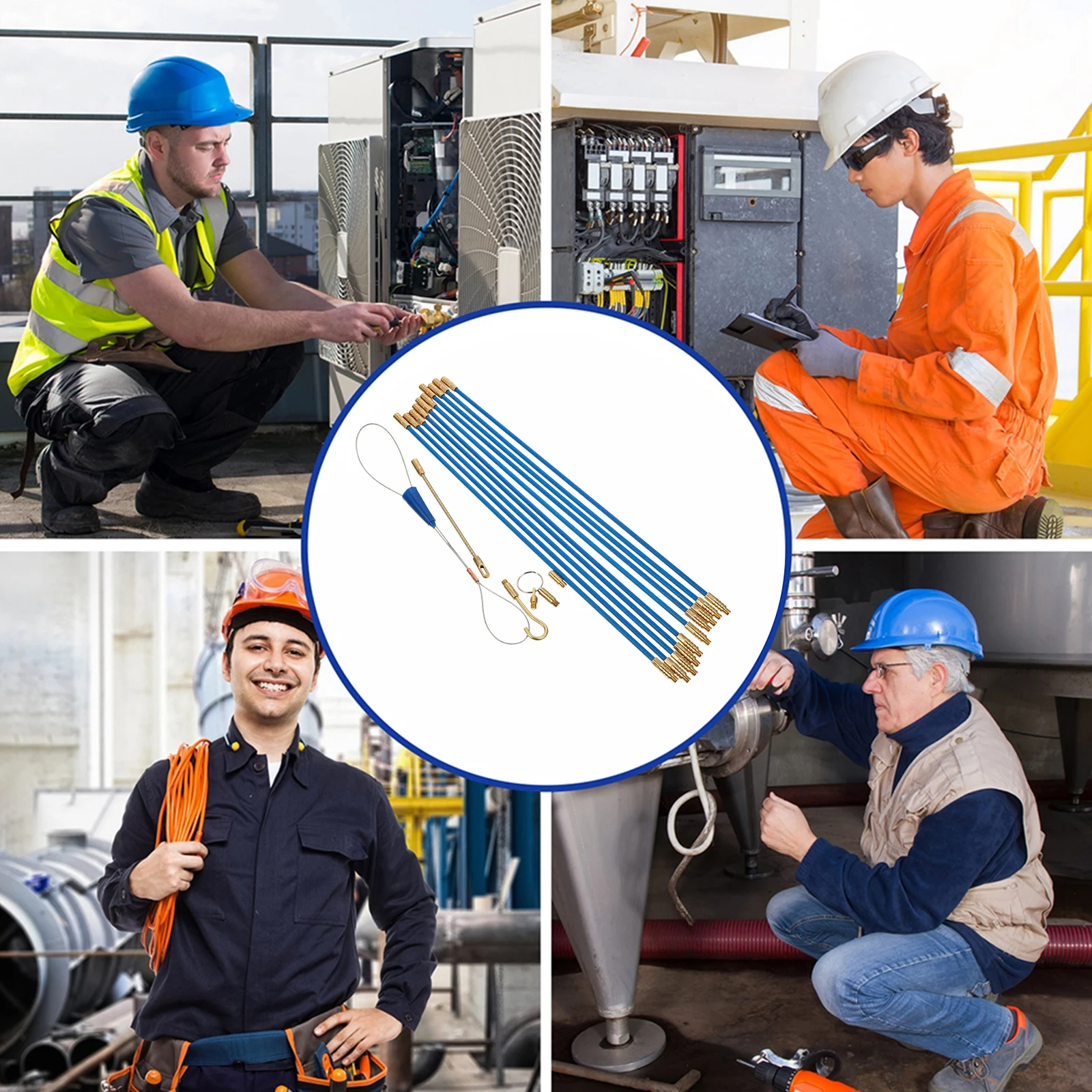 

Wall CableFlexible Fiberglass Threaded Joint Durable Electrical Wire Tape Pull Push Kit Glass Fiber Rods for Crawl