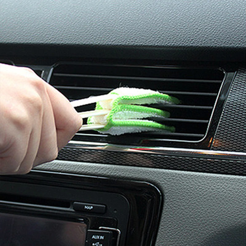 1Pcs Car Cleaning Brush Double Ended Car Air Conditioner Vent Slit Brush Instrumentation Dusting Blind