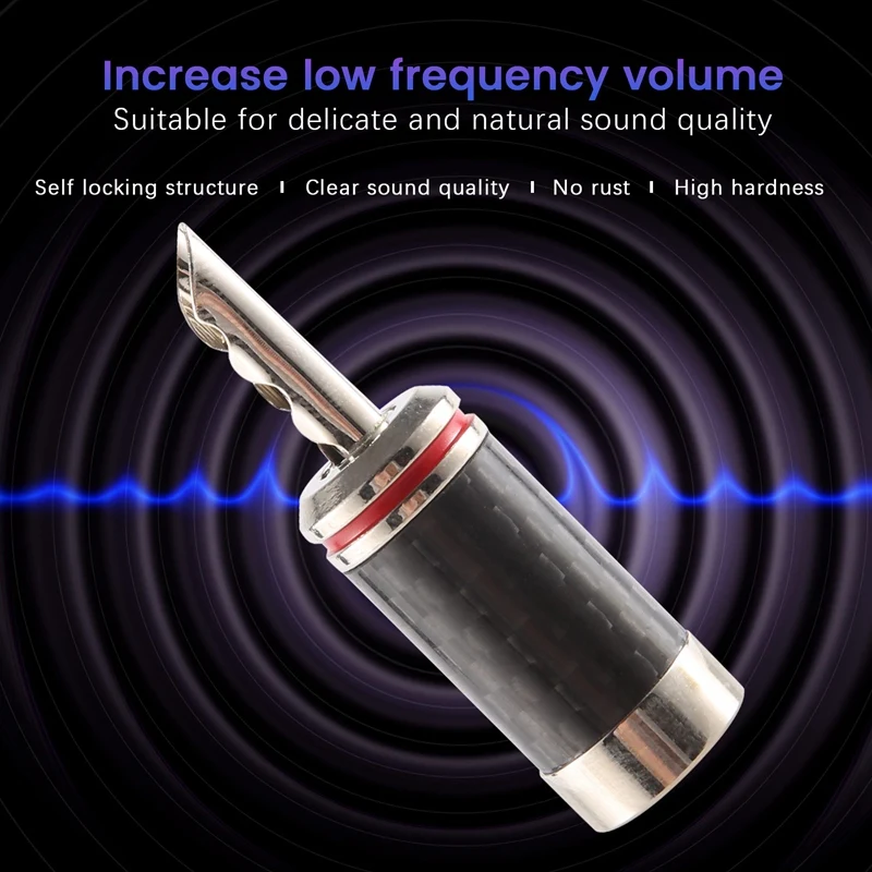 8Pcs Banana Plugs Hi-End HIFI DIY Carbon Fiber Copper Plated Rhodium Electrical Audio Jack Banana Connector Plug