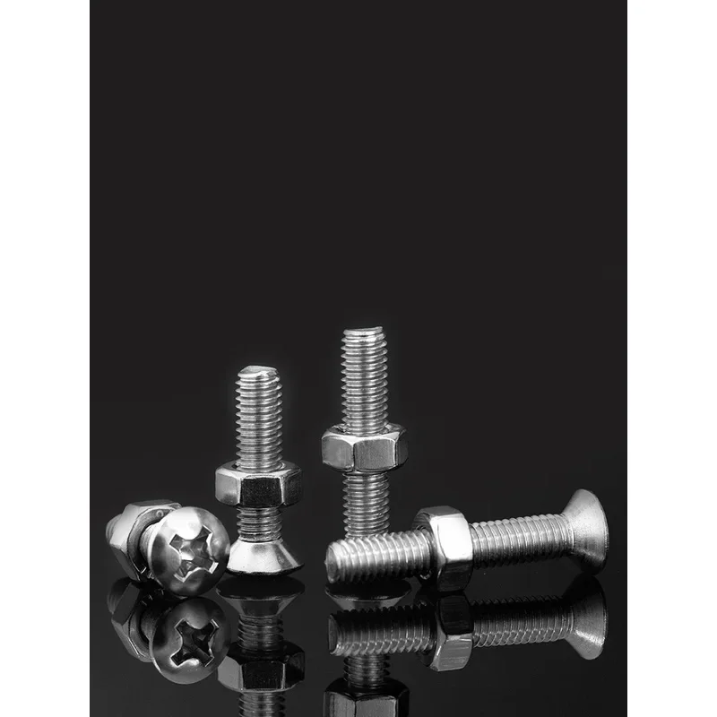 

M2-M6 304 Stainless Steel Oval Head Phillips Screws and Nuts Set / Raised Countersunk Half Oval Bolts with Hex Nuts Furniture