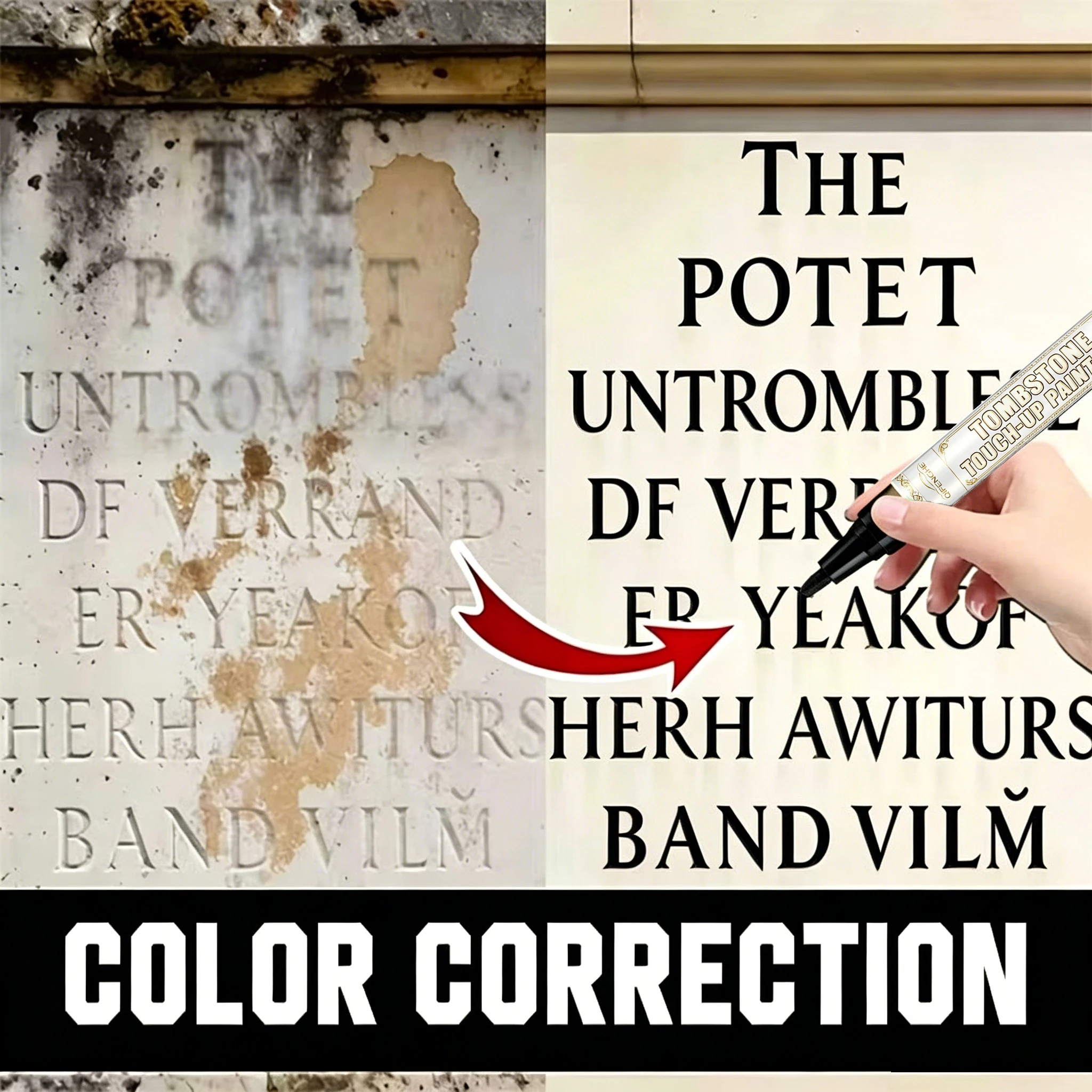 Anti-Verblassungs-Stift zur Reparatur von Grabsteinbuchstaben, Langlebiger Marker für Granit-Denkmäler & Epitaph-Restaurierung – Detail 5
