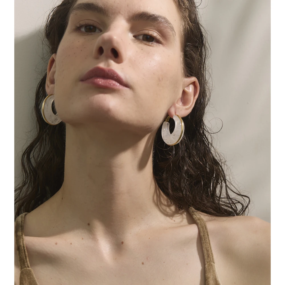 Chunky Acetate Hoop Earrings | Stainless Steel Daily Jewelry