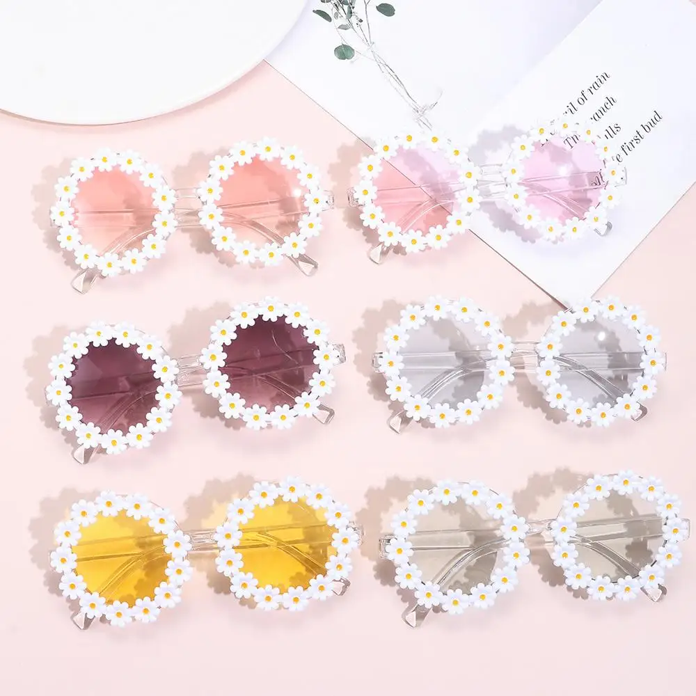 

Fashion Disco Festival Shades Daisy Sunglasses for Women Flower Sun Glasses Round Frame