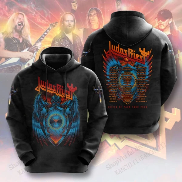 ロック・ジューダス・プリースト・バンド 3Dプリント グラフィック パーカー メンズ レディース ファッション ヒップホップ フーディー スウェットシャツ オム コート レディース スウェット メンズ ウェア