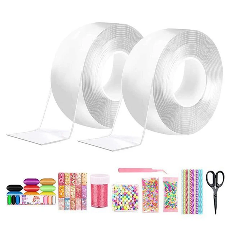 Набор Nanos Bubble лента для шаров с блестками, пинцет, фиджет «сделай сам», эластичная нано-лента с пузырьками, двусторонние Пузырьковые ленты