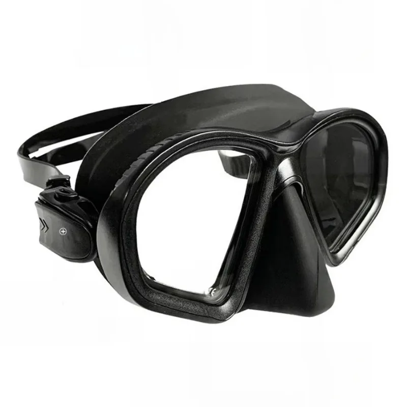 

Tempered glass free diving mask J-type diving snorkel set with camera installation black