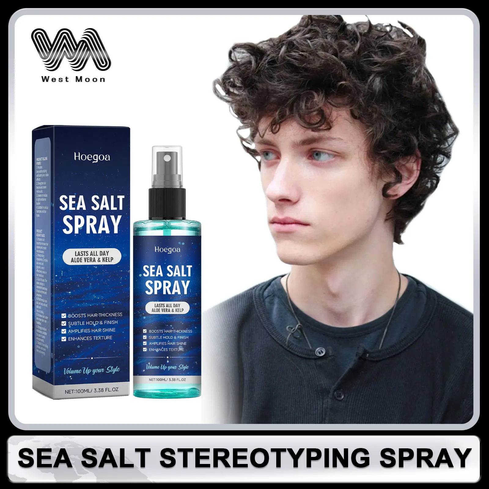 

Sea Salt Spray for Hair Wash Free Fluffy Styling Spray Lazy Refreshing Oil Control Add Volume Texture Hair Styling Spray 100ml