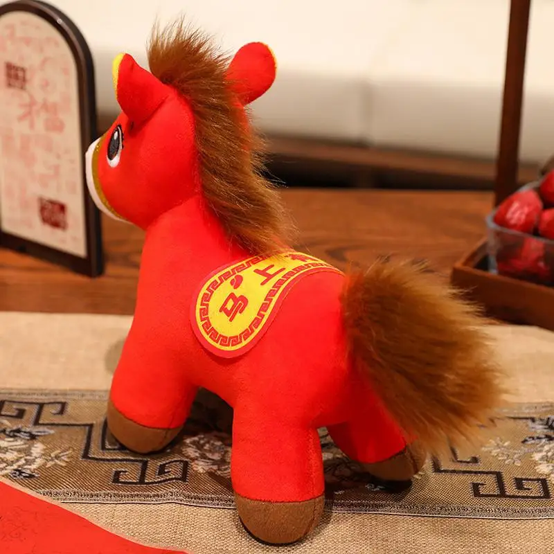 

New Year Mascot Horse Plush Toys 15/20/30cm Red Lucky Horse Plush Toy Pony Doll Decor Festival Gift Kid Gift