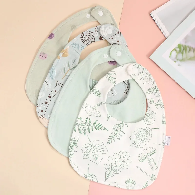 

4pcs Cotton Baby Bibs Adjustable Soft Infant Bandana Scarf Newborn Burp Cloths Feeding Saliva Towel for Boys & Girls