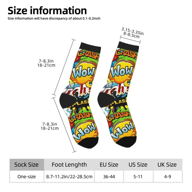 American Comic Book Collection Pop Art Quotes Socks Novelty Soft Breathable Socks Hip-Hop Happy Boom Letter Print Crew Socks