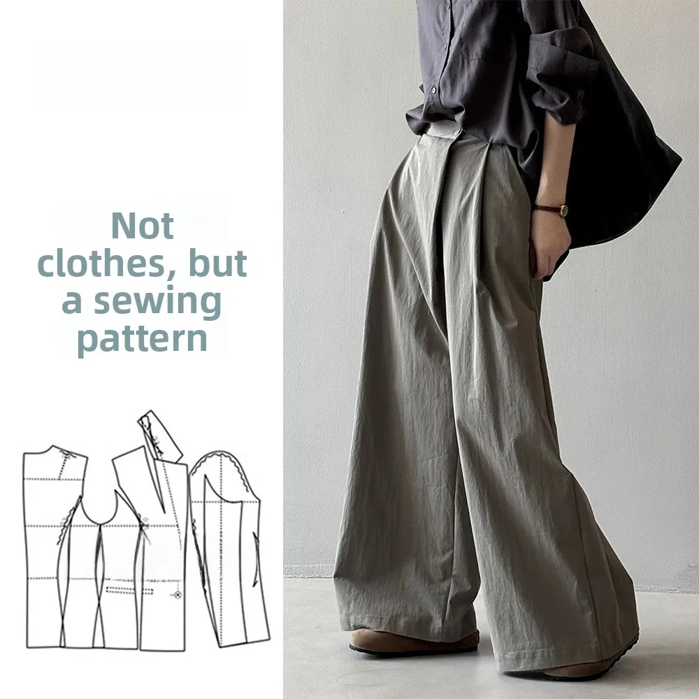 

Корейские широкие брюки в пол, свободные, струящиеся, с драпировкой, выкройка для пошива, женская одежда, индивидуальный дизайн, услуги по пошиву на заказ