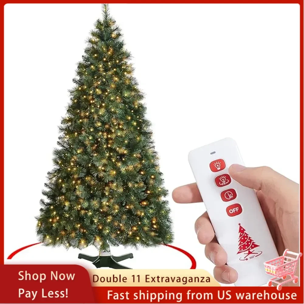 Lit Rotating Christmas Tree,500 LED Lights and 360-Degree Rotating Home Decorations.Suitable for Christmas outdoor decoration