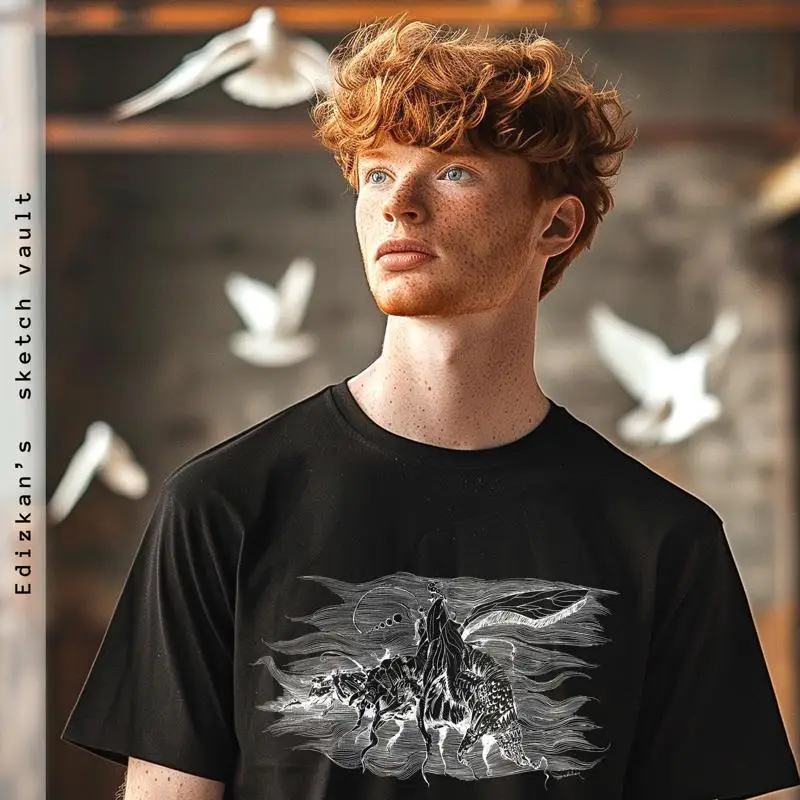 

Fantastic Hand Drawn T Shirt VersicolorD Pencil Drawing by Ferhat Edizkan Unique for Art Enthusiasts