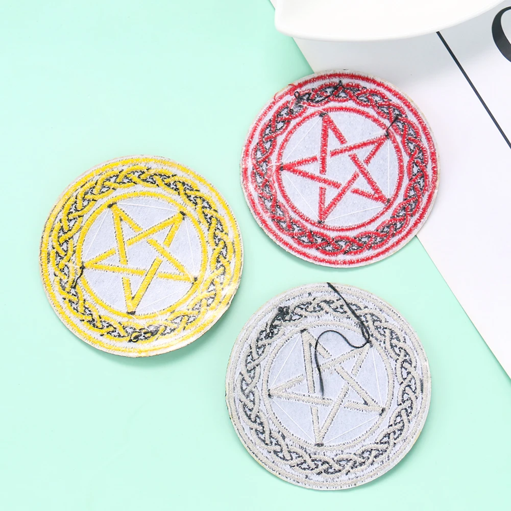 Retro Pentagram Circle Embroidery Patch Western World Satan Warcraft Outdoor Armband DIY Clothes Backpack Hat Decor Accessory view 2
