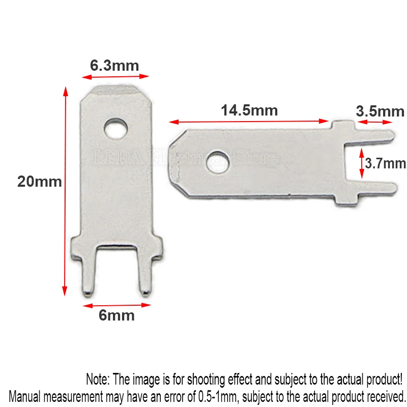 100Pcs PCB welding sheet 4.8/6.3 lug straight insert solder terminals 4.8mm/6.3mm Copper Male Crimp PCB Block Board Terminals