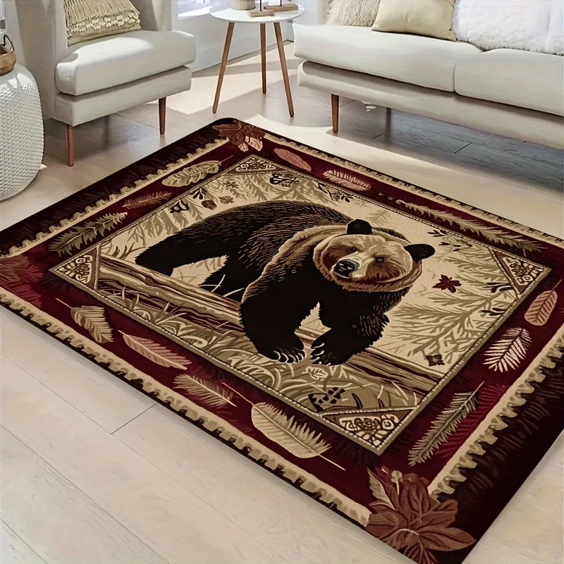 1pc Braun Bär Muster Bereich Teppich Vintage Teppich Indoor Outdoor Eingang Fußmatte Wohnzimmer Schlafzimmer Fußmatten Innen Dekorationen