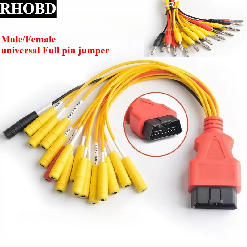 

Best OBD Universal Jumper Connector Plug 16 Pin for Fcar Automobile Tester Fault Diagnosis Tools Brush Write ECU Jumper Cable