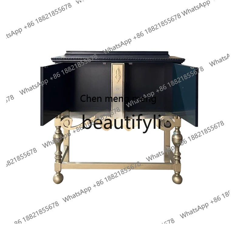 

Solid wood entrance cabinet European-style carved living room, light luxury storage display cabinet against the wallH