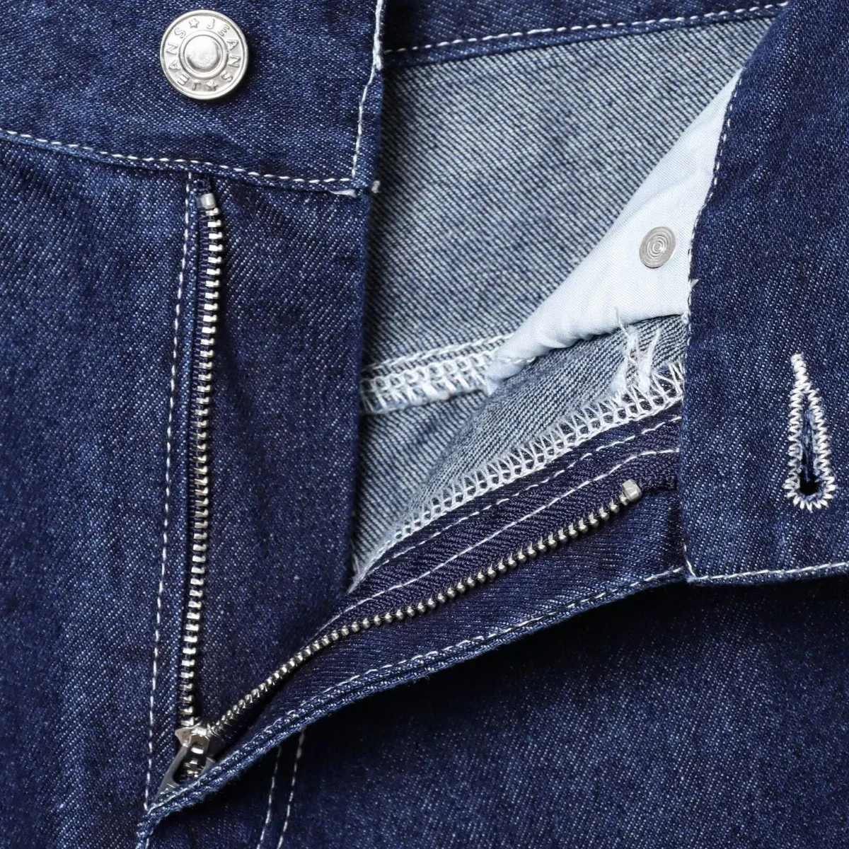 Frau Retro Hohe Taille Jeans Lose Einfarbig Taste Zipper Taschen Casual Hosen Alle-spiel Frühen Herbst neue Chic Hosen