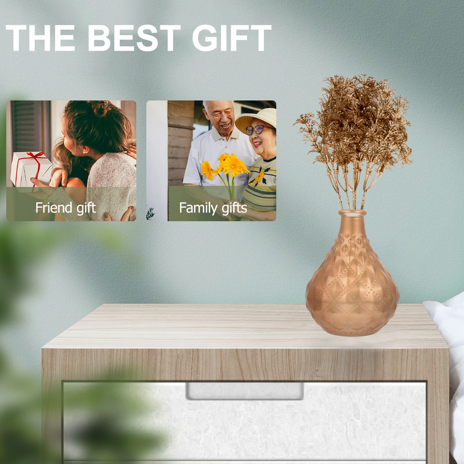 

12 Pcs Christmas Decorations Outdoor Fake Flower Stems Artificial Photography Props Glitter Pine Twigs Golden Picks Branches