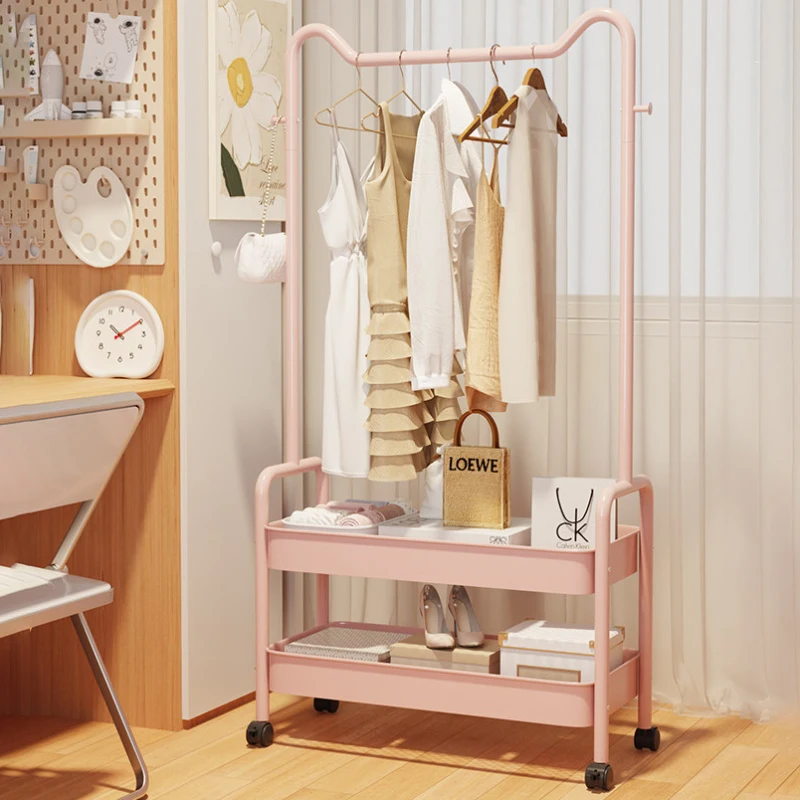 Perchero Metálico Multifuncional, Perchero de Pie para Dormitorio, Perchero Móvil Ahorrador de Espacio, Mueble de Almacenamiento para Recibidor
