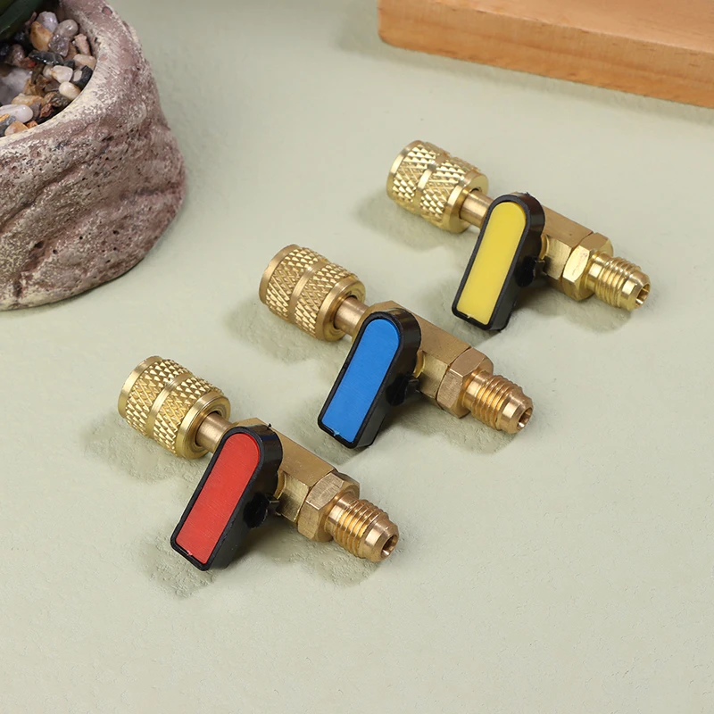 

Air Conditioning Refrigerant Ball Valve 1/4" SAE Straight Shut-Off Valve For R134A R410A R22 R12 Charging Hoses AC Refrigerant