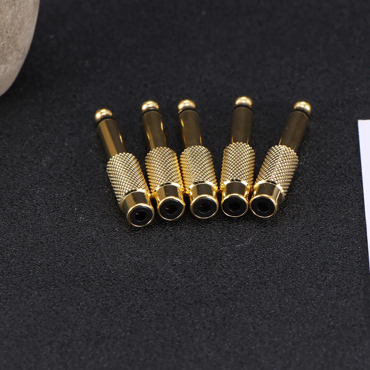 5Pcs Audio Adapter Gold Plated Connector Phono Plug to Mono Phone Jack Conversion Head for Speaker Microphone Connection