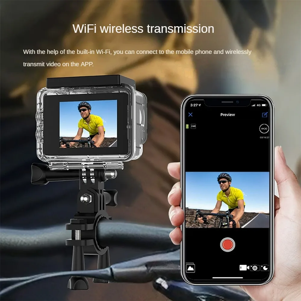 

NCZOBOE Action Camera 5K 30FPS EIS 48MP Wi-Fi Dual Screen 170D 8X Zoom Pre Record 30M Waterproof Sport Camera