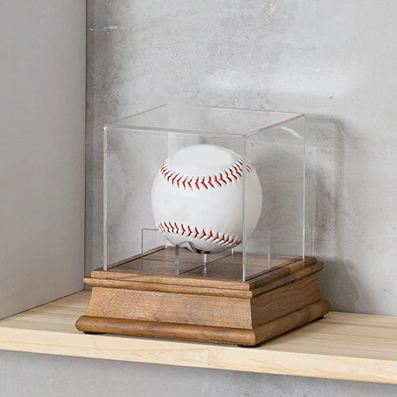 Softball Display Case, Plastic Display Holder, Clear Display Cube Baseball Display Case Protected Acrylic Box, Easy To Use