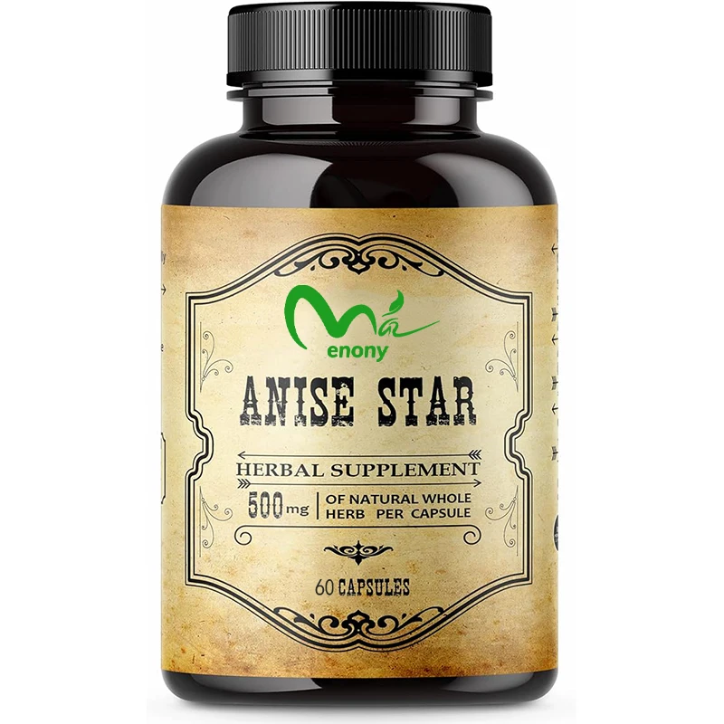 Octagonal Anise Dietary Supplement, 60 Capsules - Natural 1000mg Strong Formula, No Fillers, Preservatives