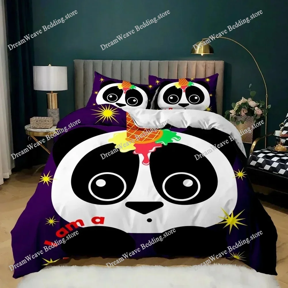 

Panda Duvet Cover Cute Animal Bedding Set for Boys Girl Cartoon Giant Panda Polyester Comforter Cover Bear Printed Wildlife