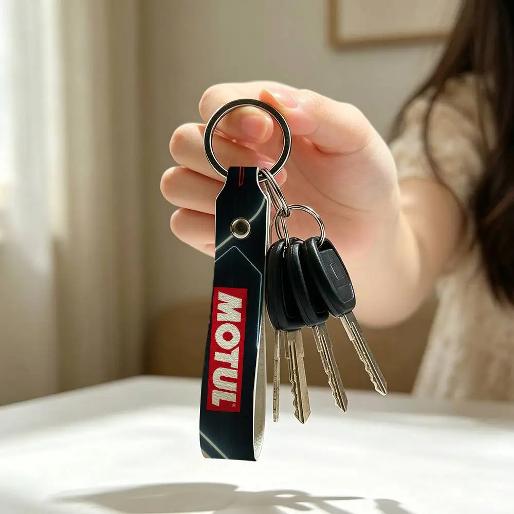 

For Motul High Quality PU Leather Moto Keychain Vintage Style Key Pendant For Scooter Motocross